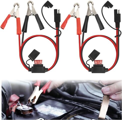 Battery Tender Alligator Clips, 1.6FT 16AWG 12V Battery Alligator Clips to SAE Charging Cable with 10A Fuse, Quick Connect Battery Tender Accessories Fits for Cars, Motorcycles, Car Accessories in Saudi Arabia