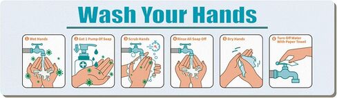 Hand Washing Instruction Sign, Laminated Steps Guide with Visual Cues for Proper Hygiene, Bathroom Adhesive Poster, School Classroom Bathroom Health Education Wall Decal in Kuwait