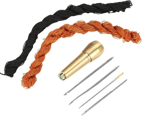 Professional Leather Sewing Thread Kit, Pro Grade Durable 18m Length, Shoe Repair Thread, Black Brown Colors Stainless Steel Needles Included, for DIY Hobbyists Shoemakers Bag Craf in Kuwait