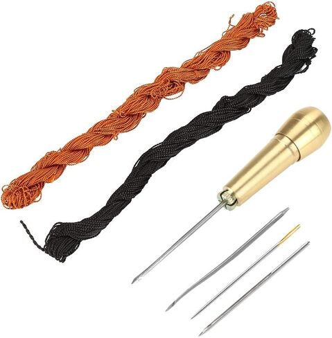 Professional Leather Sewing Thread Kit, Pro Grade Durable 18m Length, Shoe Repair Thread, Black Brown Colors Stainless Steel Needles Included, for DIY Hobbyists Shoemakers Bag Craf in Kuwait