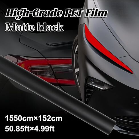 50FT X 5FT Matte Black Car Vinyl Wrap - Air Release Technology, Self - Healing, UV Resistant, Scratch Protection, Easy Install for Cars/Trucks/SUVs in Saudi Arabia