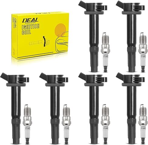 DEAL Set of 6 UF486 Ignition Coil Pack + Double Iridium Spark Plugs 3.0L V6 Compatible with Ford Mercury Mazda & Lincoln - 09-12 Escape 06-12 Fusion 09-11 Mariner 06-11 Milan 10-11 Tribute 06 Zephyr in Kuwait