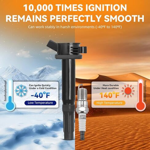 DEAL Set of 6 UF486 Ignition Coil Pack + Double Iridium Spark Plugs 3.0L V6 Compatible with Ford Mercury Mazda & Lincoln - 09-12 Escape 06-12 Fusion 09-11 Mariner 06-11 Milan 10-11 Tribute 06 Zephyr in Kuwait