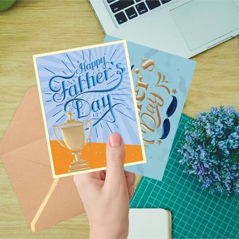 WorldBazaar Bulk Fathers Day Cards with Envelopes 24 Pack Embossed Father’s Day Gift Card Gold Foil Best Dad Ever Cards Blank Inside in Kuwait
