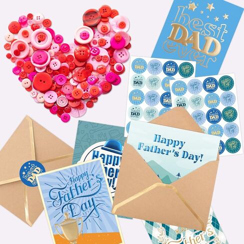 WorldBazaar Bulk Fathers Day Cards with Envelopes 24 Pack Embossed Father’s Day Gift Card Gold Foil Best Dad Ever Cards Blank Inside in Kuwait