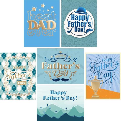 WorldBazaar Bulk Fathers Day Cards with Envelopes 24 Pack Embossed Father’s Day Gift Card Gold Foil Best Dad Ever Cards Blank Inside in Kuwait
