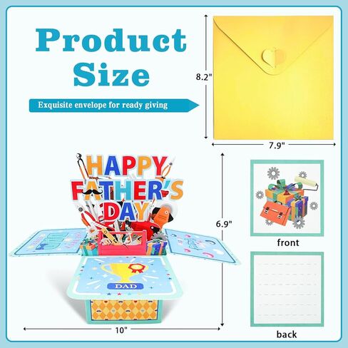 Father's Day Pop Up Card, 3D Toolbox Design Father's Day Greeting Card with Envelope, Handmade 3D Pop Up Greeting Card for Dad Grandpa Husband, Perfect Keepsake Gift for Dad from Daughter Son in Saudi Arabia