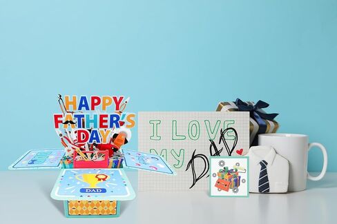 Father's Day Pop Up Card, 3D Toolbox Design Father's Day Greeting Card with Envelope, Handmade 3D Pop Up Greeting Card for Dad Grandpa Husband, Perfect Keepsake Gift for Dad from Daughter Son in Saudi Arabia