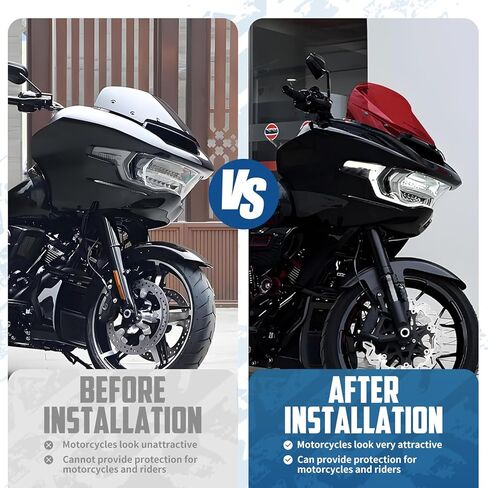 الزجاج الأمامي للدراجة النارية مقاس 10 بوصات من الزجاج الأمامي للرياح يناسب Harley Touring Road Glide FLTRX CVO FLTRXSE 2023-Up، Road Glide ST FLTRXSTSE 2024-Up، أحمر in Kuwait