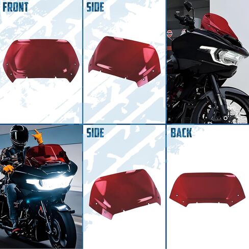 الزجاج الأمامي للدراجة النارية مقاس 10 بوصات من الزجاج الأمامي للرياح يناسب Harley Touring Road Glide FLTRX CVO FLTRXSE 2023-Up، Road Glide ST FLTRXSTSE 2024-Up، أحمر in Kuwait