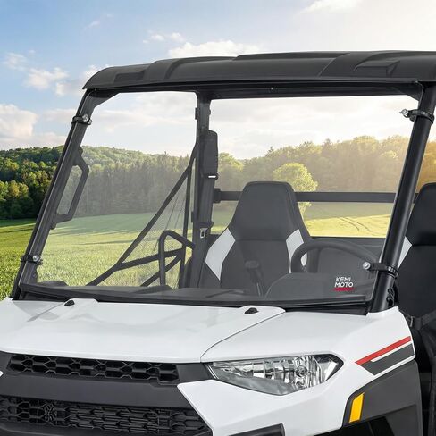 KEMIMOTO UTV Scratch-Resistant Front Windshield, Compatible with Polaris Ranger 150 EFI Youth 2018+, Double-Layer Thickened PC Full Window, Pre-installed Sealing Strip, Accessories (Fits Roof) in Kuwait
