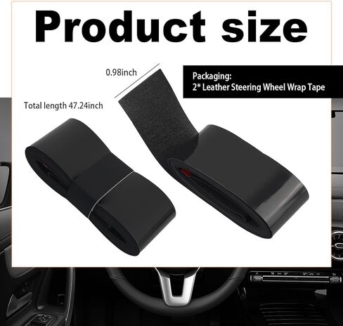 2PCS PU Leather Steering Wheel Wrap Tape,2026 New Car Steering Wheel Tape for Comfort & Protection,Universal Car Wheels Cover Cars Interior Accessories for Most Vehicles in Kuwait