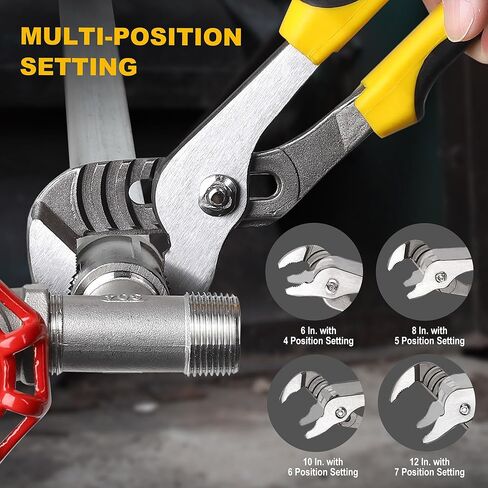 TOPLINE 4-Piece Groove Joint Pliers Set with Bi-Material Handles, 12-in, 10-in, 8-in and 6-in Included, Tongue and Groove Pliers Set for Plumbing Repair and Home Maintenance, Rolling Pouch Included in Kuwait