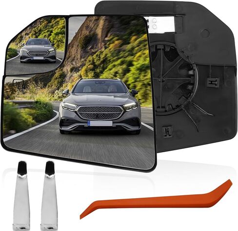 Driver Side Heated Mirror Glass for Ford F-150 2015 2016 2017 2018 2019 2020,Convex with Blind Spot,Left Rear View Mirror Glass with Backing Plate & 2 Clips(Replaces FL3Z17K707A) in Kuwait
