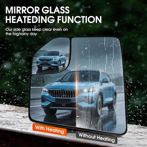 Driver Side Heated Mirror Glass for Ford F-150 2015 2016 2017 2018 2019 2020,Convex with Blind Spot,Left Rear View Mirror Glass with Backing Plate & 2 Clips(Replaces FL3Z17K707A) in Kuwait