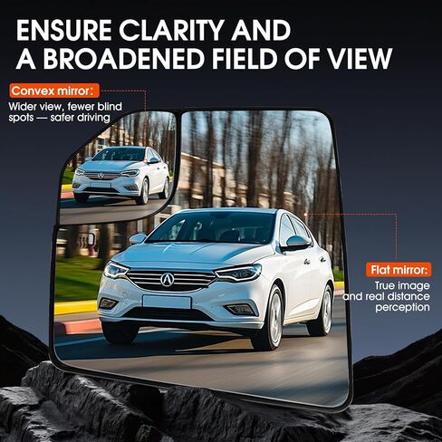 Driver Side Heated Mirror Glass for Ford F-150 2015 2016 2017 2018 2019 2020,Convex with Blind Spot,Left Rear View Mirror Glass with Backing Plate & 2 Clips(Replaces FL3Z17K707A) in Kuwait