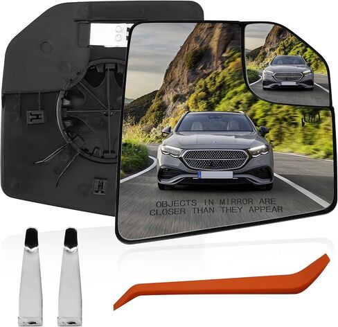 Driver Side Heated Mirror Glass for Ford F-150 2015 2016 2017 2018 2019 2020,Convex with Blind Spot,Left Rear View Mirror Glass with Backing Plate & 2 Clips(Replaces FL3Z17K707A) in Kuwait