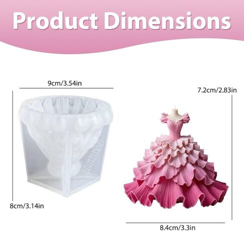Wedding Dress Silicone Candle Mold, Bride Skirt Princess Dress Mold for Candle Making, Epoxy Resin Casting Mold for DIY Handcraft, Perfect for Party Dinner Home Decor Wedding Valentine's Day Gifts in Saudi Arabia