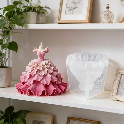 Wedding Dress Silicone Candle Mold, Bride Skirt Princess Dress Mold for Candle Making, Epoxy Resin Casting Mold for DIY Handcraft, Perfect for Party Dinner Home Decor Wedding Valentine's Day Gifts in Saudi Arabia