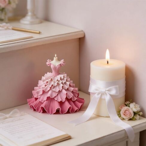 Wedding Dress Silicone Candle Mold, Bride Skirt Princess Dress Mold for Candle Making, Epoxy Resin Casting Mold for DIY Handcraft, Perfect for Party Dinner Home Decor Wedding Valentine's Day Gifts in Saudi Arabia