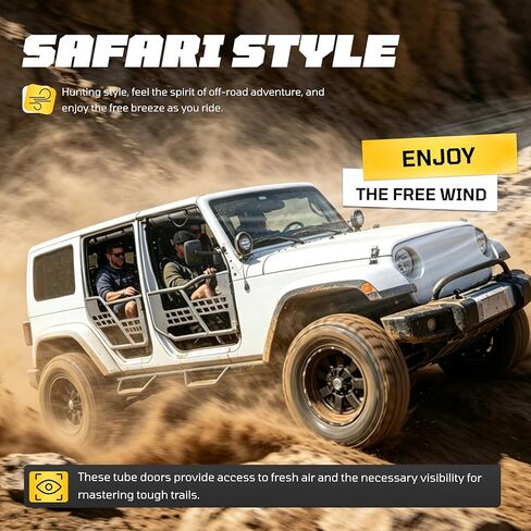 أبواب أنبوبية ECOTRIC Jeep JK لـ 2007-2018 Jeep Wrangler JK غير محدودة بأربعة أبواب على طراز الصيد الأمامي والخلفي مجموعة نصف أبواب أنبوبية مع أنبوب فولاذي شديد التحمل لباب الطرق الوعرة in Kuwait