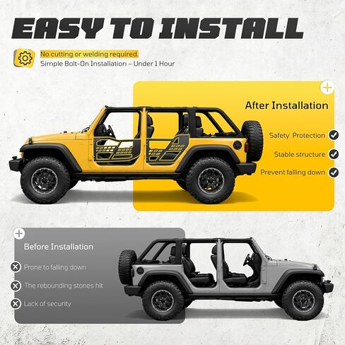 أبواب أنبوبية ECOTRIC Jeep JK لـ 2007-2018 Jeep Wrangler JK غير محدودة بأربعة أبواب على طراز الصيد الأمامي والخلفي مجموعة نصف أبواب أنبوبية مع أنبوب فولاذي شديد التحمل لباب الطرق الوعرة in Kuwait