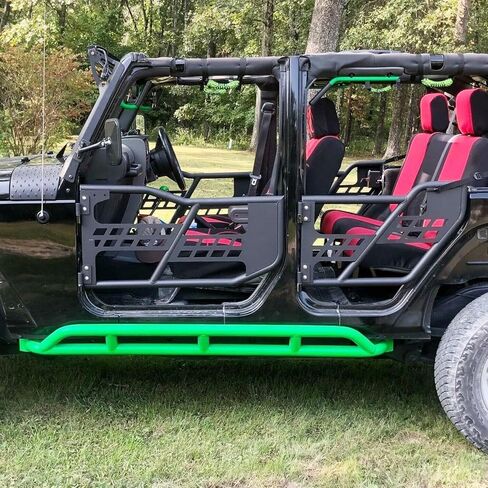 أبواب أنبوبية ECOTRIC Jeep JK لـ 2007-2018 Jeep Wrangler JK غير محدودة بأربعة أبواب على طراز الصيد الأمامي والخلفي مجموعة نصف أبواب أنبوبية مع أنبوب فولاذي شديد التحمل لباب الطرق الوعرة in Kuwait