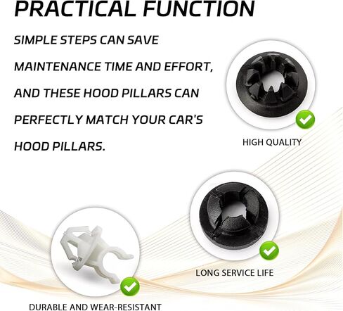 Hood Support Prop Rod Clips & Grommet, Hood Prop Rod Retainer Holder Bracket Compatible with Honda Accord Civic Odyssey CR-V Prelude S2000, Replace OEM #91503-SS0-003 91604-SD2-013 (3PCS) in Saudi Arabia