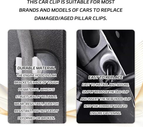 Hood Support Prop Rod Clips & Grommet, Hood Prop Rod Retainer Holder Bracket Compatible with Honda Accord Civic Odyssey CR-V Prelude S2000, Replace OEM #91503-SS0-003 91604-SD2-013 (3PCS) in Saudi Arabia