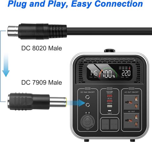 MEIRIYFA DC 7909 إلى DC 8020 محول DC7909 ذكر إلى DC8020 أنثى موصل لمحطة الطاقة المحمولة للوحة الشمسية مع سلسلة Jackery Explorer - 3 قطع in Kuwait