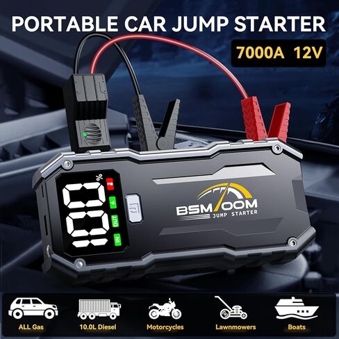 Jump Starter, 7000A 26800mAh Jump Starter Battery Pack, Car Jump Starter Battery Pack for up to All Gas and 10.0L Diesel Engines with LED Display, LED Light, Power Bank with Type C Port in Saudi Arabia
