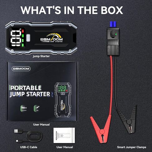 Jump Starter, 7000A 26800mAh Jump Starter Battery Pack, Car Jump Starter Battery Pack for up to All Gas and 10.0L Diesel Engines with LED Display, LED Light, Power Bank with Type C Port in Saudi Arabia