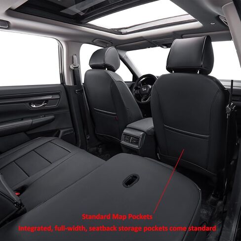 أغطية مقاعد EKR Ridgeline لسيارة Honda Ridgeline 2024 2025 2026 Sport/RTL/TrailSport/إصدار أسود، غطاء مقعد سيارة جلدي مقاوم للماء لمجموعة كاملة من سيارات الدفع الرباعي، جلد صناعي (أسود) in Kuwait