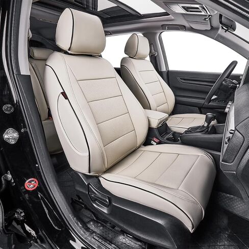 أغطية مقاعد EKR Ridgeline لسيارة Honda Ridgeline 2024 2025 2026 Sport/RTL/TrailSport/إصدار أسود، غطاء مقعد سيارة جلدي مقاوم للماء لمجموعة كاملة من سيارات الدفع الرباعي، جلد صناعي (أسود) in Kuwait