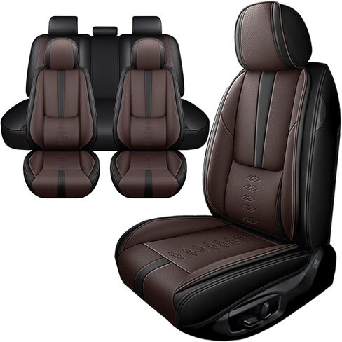 Fit for Chevy Captiva Sport 2012-2015 Car Seat Covers,Waterproof Faux Leather Seat Covers,Car Seat Protectors,Car Interior Accessories,Suitable for All Seasons(5Pcs Standard-Black&Orange) in Kuwait