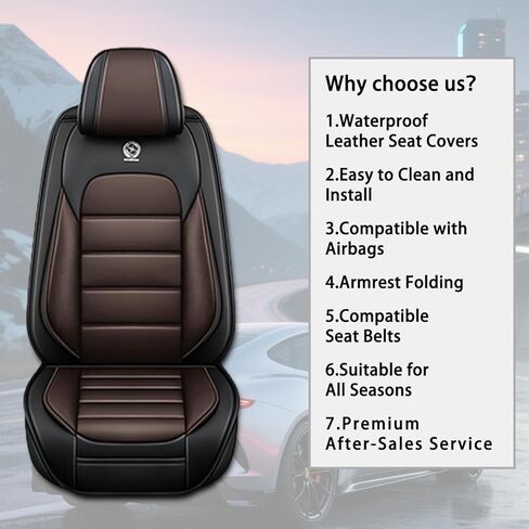 Car Seat Covers for Carnival,for KIA Carnival 2022-2026,Leather Waterproof Seat Covers,Compatible Airbag,Full Set Breathable Car Seat Protectors for Most Cars(Black&Coffee) in Saudi Arabia