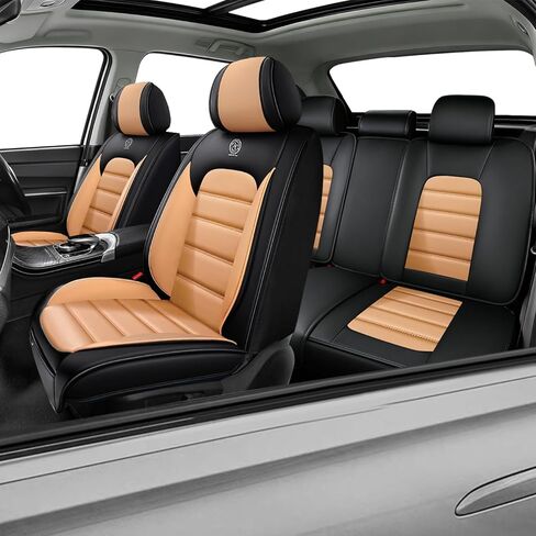 Car Seat Covers for Carnival,for KIA Carnival 2022-2026,Leather Waterproof Seat Covers,Compatible Airbag,Full Set Breathable Car Seat Protectors for Most Cars(Black&Coffee) in Saudi Arabia