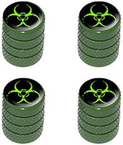 GRAPHICS & MORE Zombie Outbreak Response Vehicle Green Biohazard - Tire Rim Valve Stem Caps - Green in Kuwait
