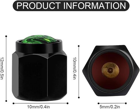 Green Fire Dragon Tire Valve Stem Caps Aluminum Black Stem Tire Valve Caps Universal Stem Covers for Cars SUVs Trucks Bikes Motorcycles Bicycles (4 Pack) in Saudi Arabia