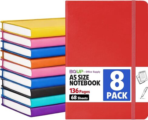 8 Pack Lined Journal Notebook for Work, A5 Hardcover (5.5" x 8.3"), 8 Colors 136 Pages Medium College Ruled Notebook Bulk, for Writing, Note Taking, Business Work School Home in Saudi Arabia