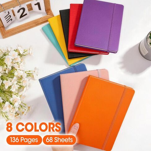 8 Pack Lined Journal Notebook for Work, A5 Hardcover (5.5" x 8.3"), 8 Colors 136 Pages Medium College Ruled Notebook Bulk, for Writing, Note Taking, Business Work School Home in Saudi Arabia