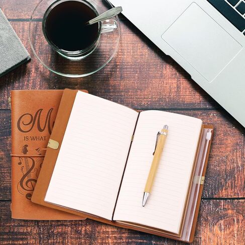 Music Lover Gifts for Women Men, Leather Journal Notebook with “Music Is What Feelings Sound Like" Quote, Refillable Leather Writing Journal for Musicians,Teacher, Songwriters in Saudi Arabia