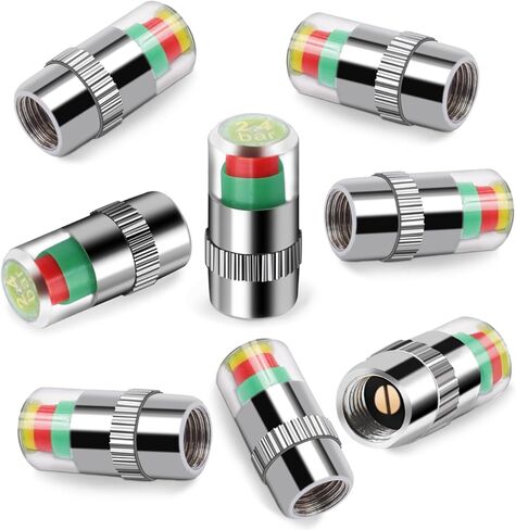 SAFELIFE 4 Pack 2.4 Bar 36PSI سيارة مراقبة ضغط الإطارات صمام الجذعية قبعات مؤشر الاستشعار سهلة القراءة 3 لون تنبيه العين in Kuwait