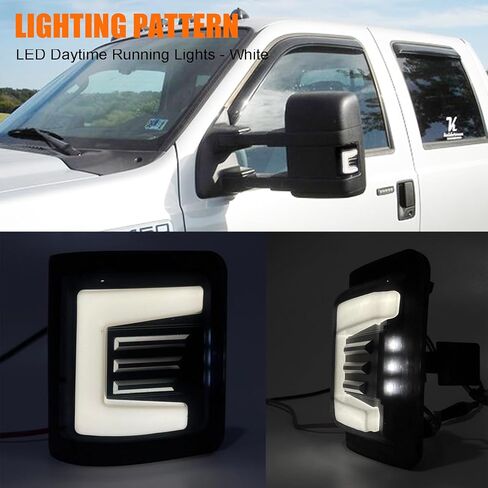 LED Side Mirror Turn Signal Lights with Switchback Function White and Amber Compatible with 2008-2016 Ford F250 F350 F450 F550 Super Duty Tow Mirror Marker Running Lights Plug and Play Waterproof IP65 in Saudi Arabia