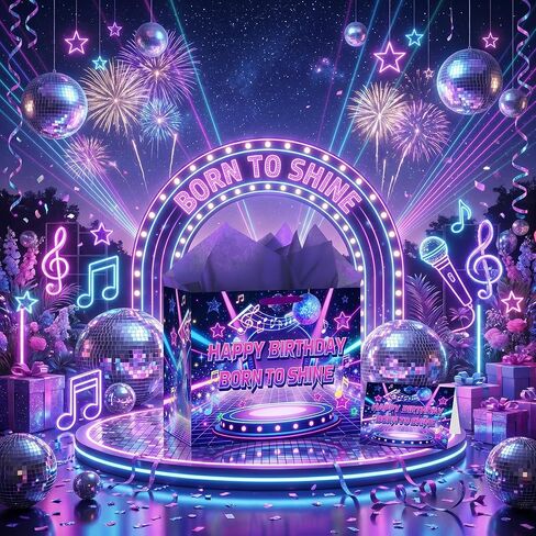 TagreSpike Kpop Birthday Gift Bag with Tissue Paper and Card Large Disco Music Gift Bag for Girls Teens Born to Shine Kpop Wrapping Paper Party Decor for Girls Birthday Party Supplies 11.8in in Kuwait