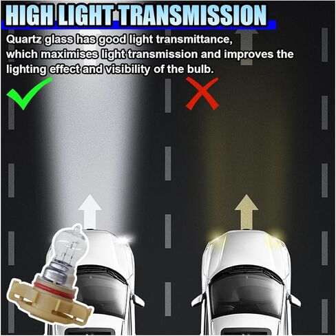 ZIMISI 2PCS Car Halogen Fog Light Bulb, PSX24W Clear Light Source Quartz Glass Daytime Running Lights, 12V 24W 3200-3500K Steering Brake Lights, Auto Lighting Modification Accessory (PSX24W) in Kuwait