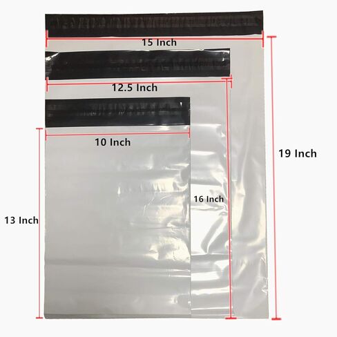 White Poly Mailers Mixed Size Shipping Envelopes Bags 21 Pcs (7 Each: 10x13,12.5x16,15x19") in Saudi Arabia