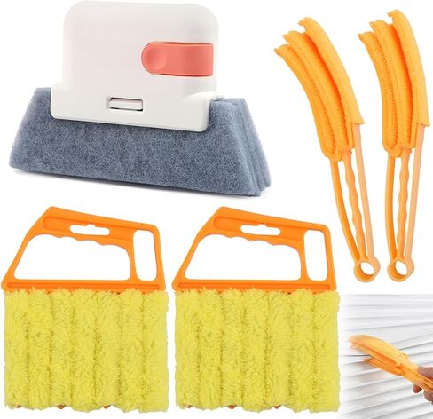 5Pcs Window Blind Cleaning Set, Window Venetian Blind Cleaner Duster Tool, Washable Dust Removal Cleaning Tools for Blinds, Air Conditioners, Track, Fans(Color:Orange) in Saudi Arabia