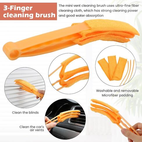 5Pcs Window Blind Cleaning Set, Window Venetian Blind Cleaner Duster Tool, Washable Dust Removal Cleaning Tools for Blinds, Air Conditioners, Track, Fans(Color:Orange) in Saudi Arabia