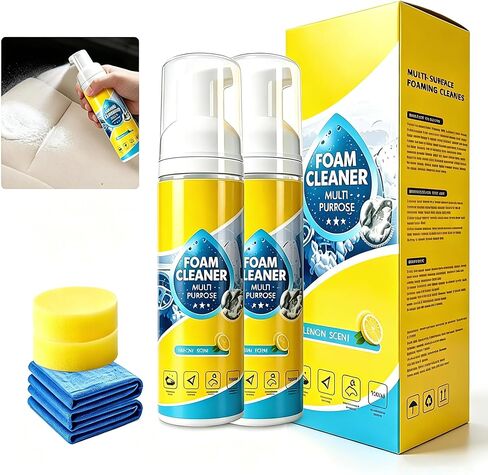 4-in-1 Multi-Enzyme Foam Cleaner, New Foam No-Rinse Cleaner, All-Purpose Foam Cleaning Spray for Car Interior, Kitchen Grease, Bathroom Tiles, Sofa Upholstery（2Pcs in Kuwait
